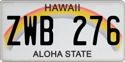 HI license plate ZWB276