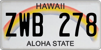 HI license plate ZWB278