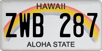 HI license plate ZWB287