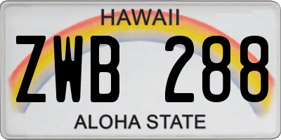 HI license plate ZWB288