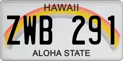 HI license plate ZWB291