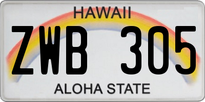 HI license plate ZWB305