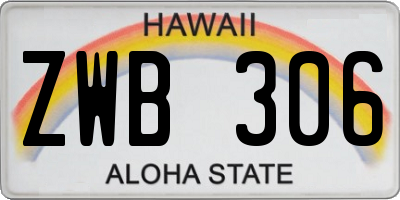 HI license plate ZWB306