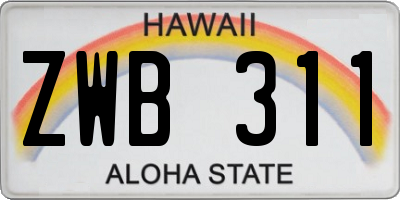 HI license plate ZWB311
