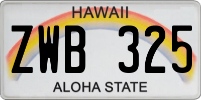 HI license plate ZWB325