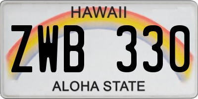 HI license plate ZWB330