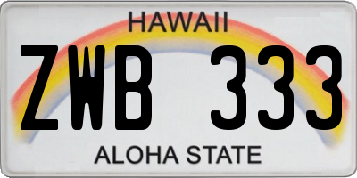 HI license plate ZWB333