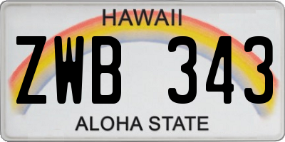 HI license plate ZWB343