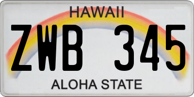 HI license plate ZWB345