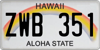 HI license plate ZWB351