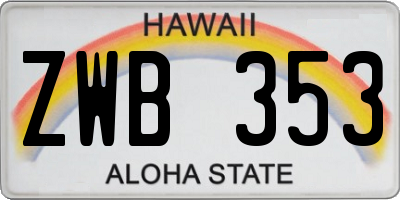 HI license plate ZWB353