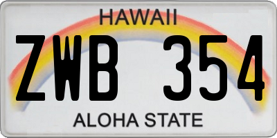 HI license plate ZWB354