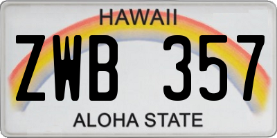 HI license plate ZWB357