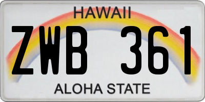 HI license plate ZWB361
