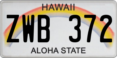 HI license plate ZWB372