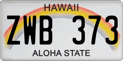 HI license plate ZWB373
