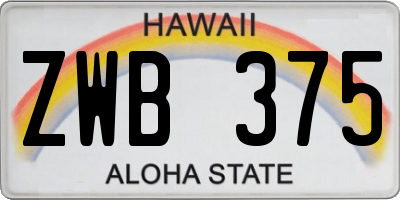 HI license plate ZWB375