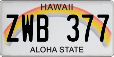 HI license plate ZWB377