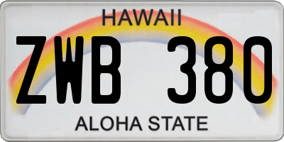 HI license plate ZWB380