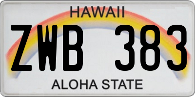 HI license plate ZWB383