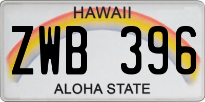 HI license plate ZWB396
