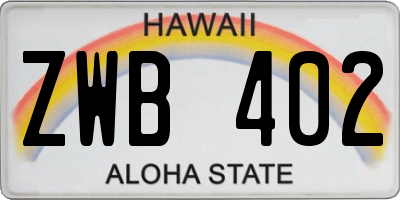 HI license plate ZWB402
