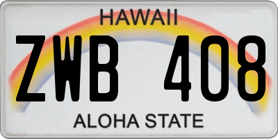 HI license plate ZWB408