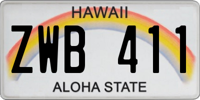 HI license plate ZWB411