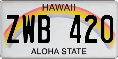 HI license plate ZWB420