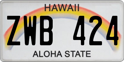 HI license plate ZWB424