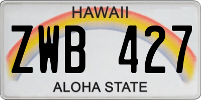 HI license plate ZWB427