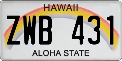 HI license plate ZWB431