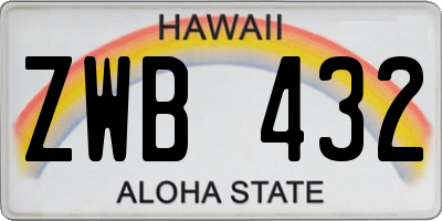 HI license plate ZWB432