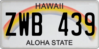 HI license plate ZWB439