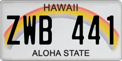 HI license plate ZWB441