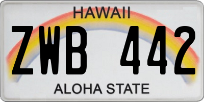 HI license plate ZWB442