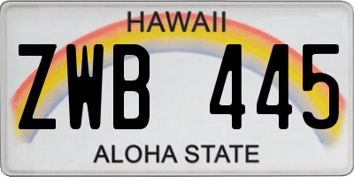 HI license plate ZWB445