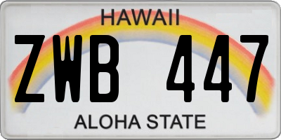 HI license plate ZWB447