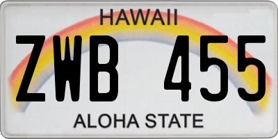 HI license plate ZWB455