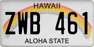 HI license plate ZWB461