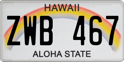 HI license plate ZWB467