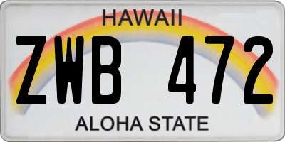 HI license plate ZWB472