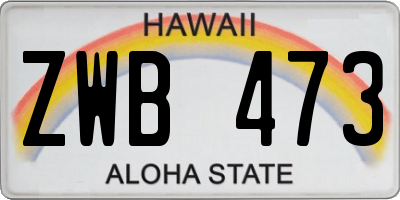 HI license plate ZWB473