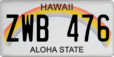 HI license plate ZWB476