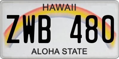 HI license plate ZWB480
