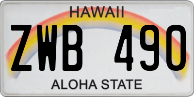 HI license plate ZWB490