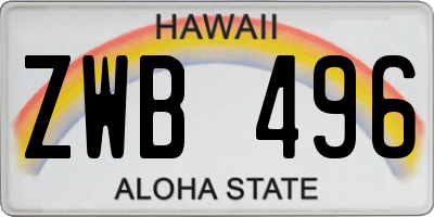 HI license plate ZWB496
