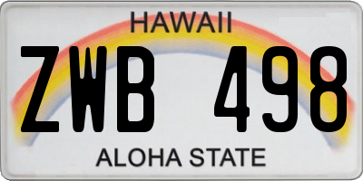 HI license plate ZWB498
