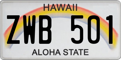 HI license plate ZWB501