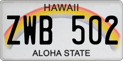 HI license plate ZWB502